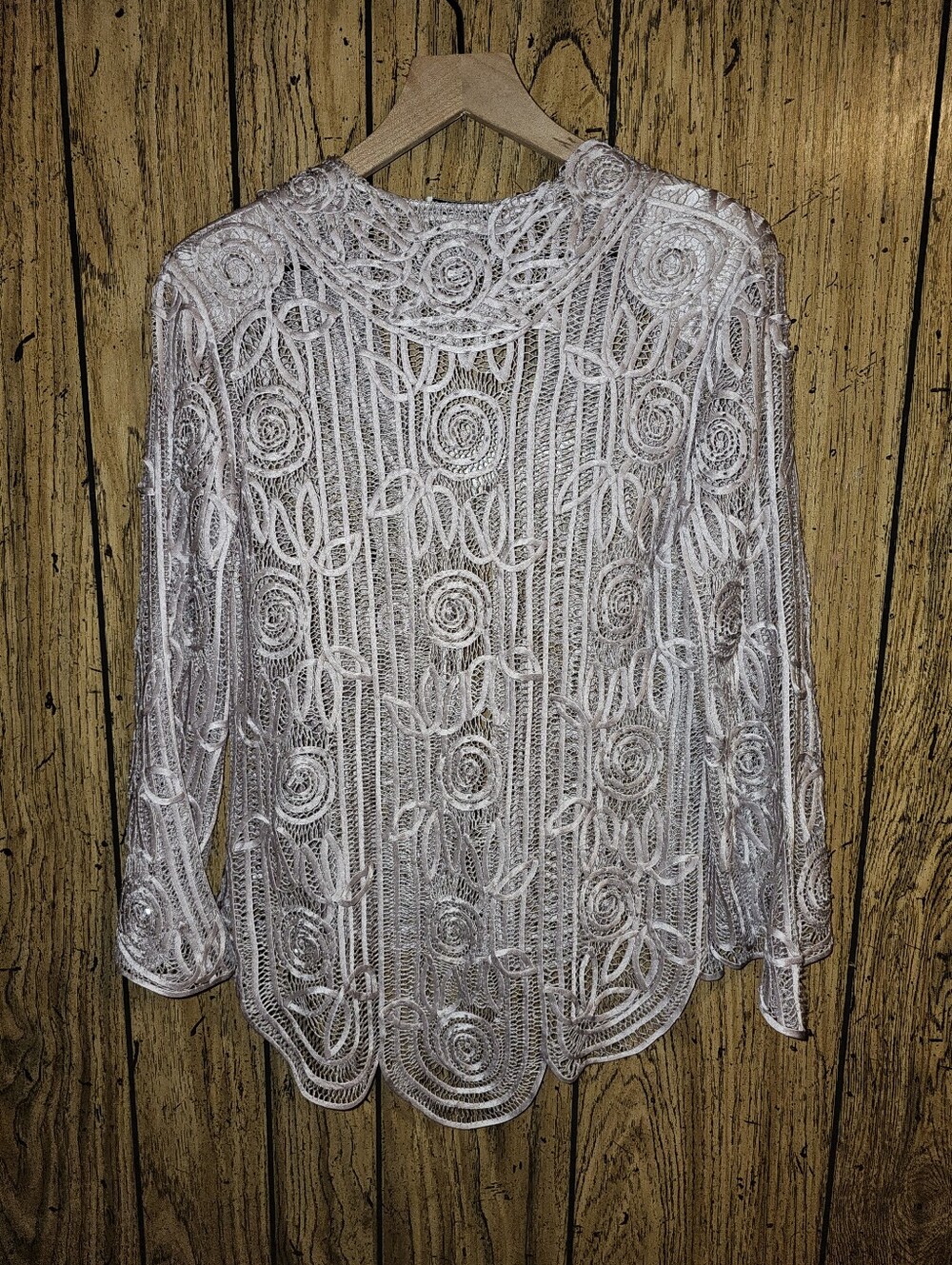 SOULMATES Silk Ribbon Embroidered Rhinestone Collared Formal Jacket - Medium - Picture 6 of 8